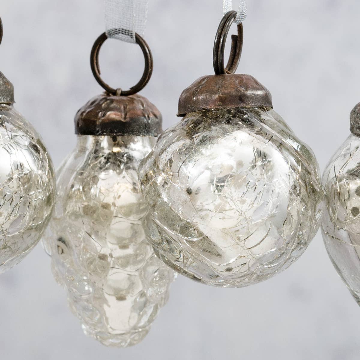 Christmas at Arthur Cameron - Silver Crackle Glass Baubles