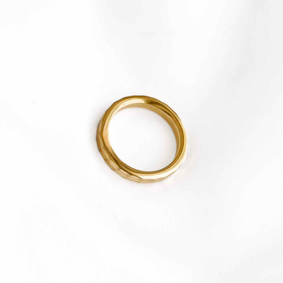 Blueyejewelry - Etched Lines Angular Gold Ring - Stainless Steel Gold Ring