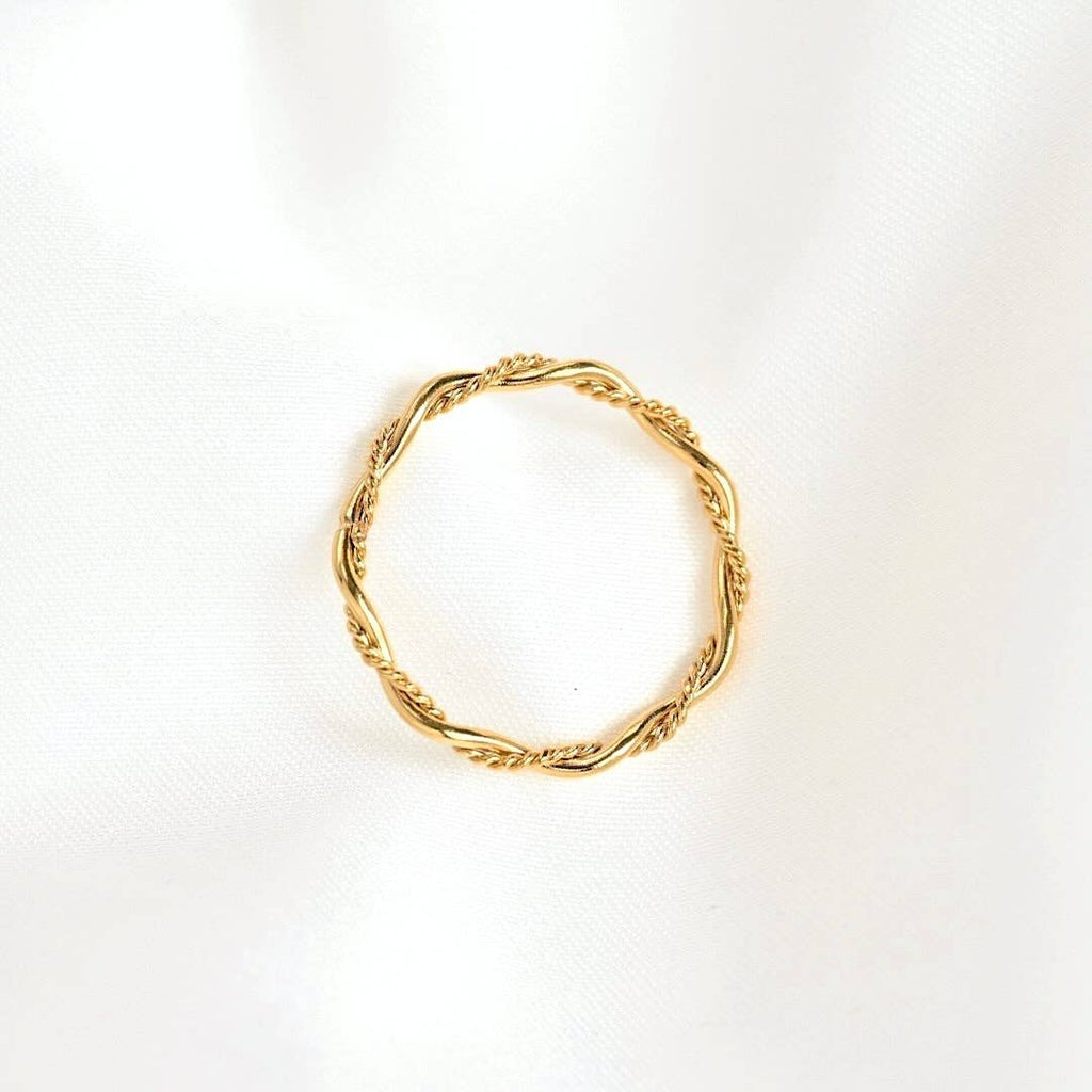 Mixed Twisted Ring - Slim Crossover Ring - Dainty Gold Ring