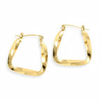 Sculpted Gold Angular Hoops - Wavy Square Hoop Earrings