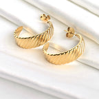 Blueyejewelry - Gold Croissant Hoop Earrings | Wide Croissant Hoops