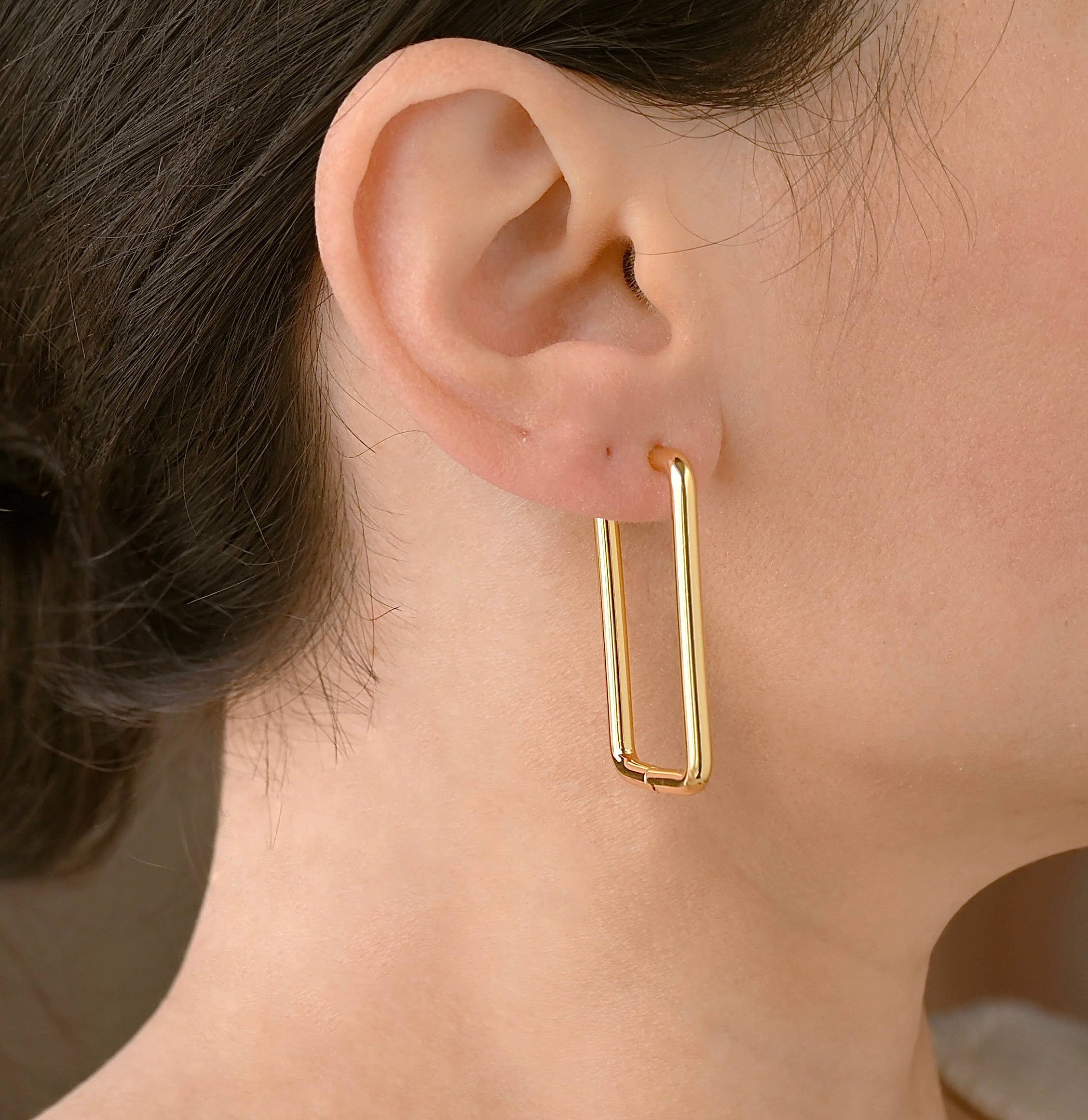 Oversized Rectangle Hoops - 18k Gold Statement Hoop Earrings