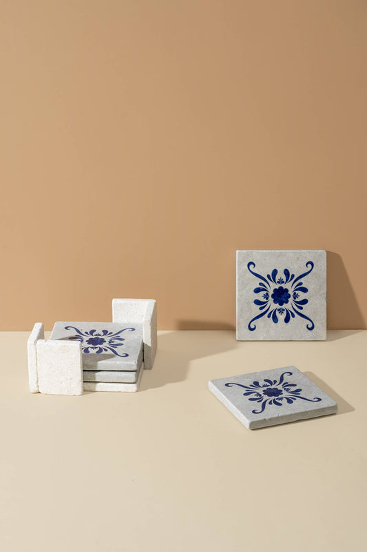 Andalusia Patterned Marble Tiles Coasters |  Set of 4
