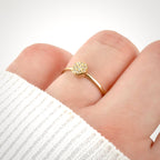 Blueyejewelry - Gold Pave CZ Coin Ring - Stainless Steel Round Diamond Ring