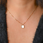 Square Mother of Pearl Necklace - Gold Square Shell Pendant