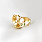 Blueyejewelry - Gold Enamel Tulip Flower Hoop Earrings - 925 Sterling Silver
