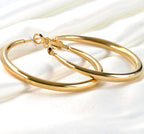Blueyejewelry - Thick Gold Tapered Hoop Earrings - 47mm - Stainless Steel