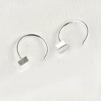 Silver Rectangle Hoops - 925 Silver Geometric Earrings