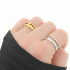 Tarnish-proof Gold Ring Set - 18k Gold Wave Rings