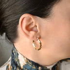 Blueyejewelry - Medium Gold Cube Bead Hoop Earrings- Stainless Steel
