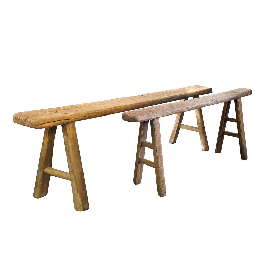 Antique Skinny Wooden Bench, Size 45-55 in ( In store purchase only )