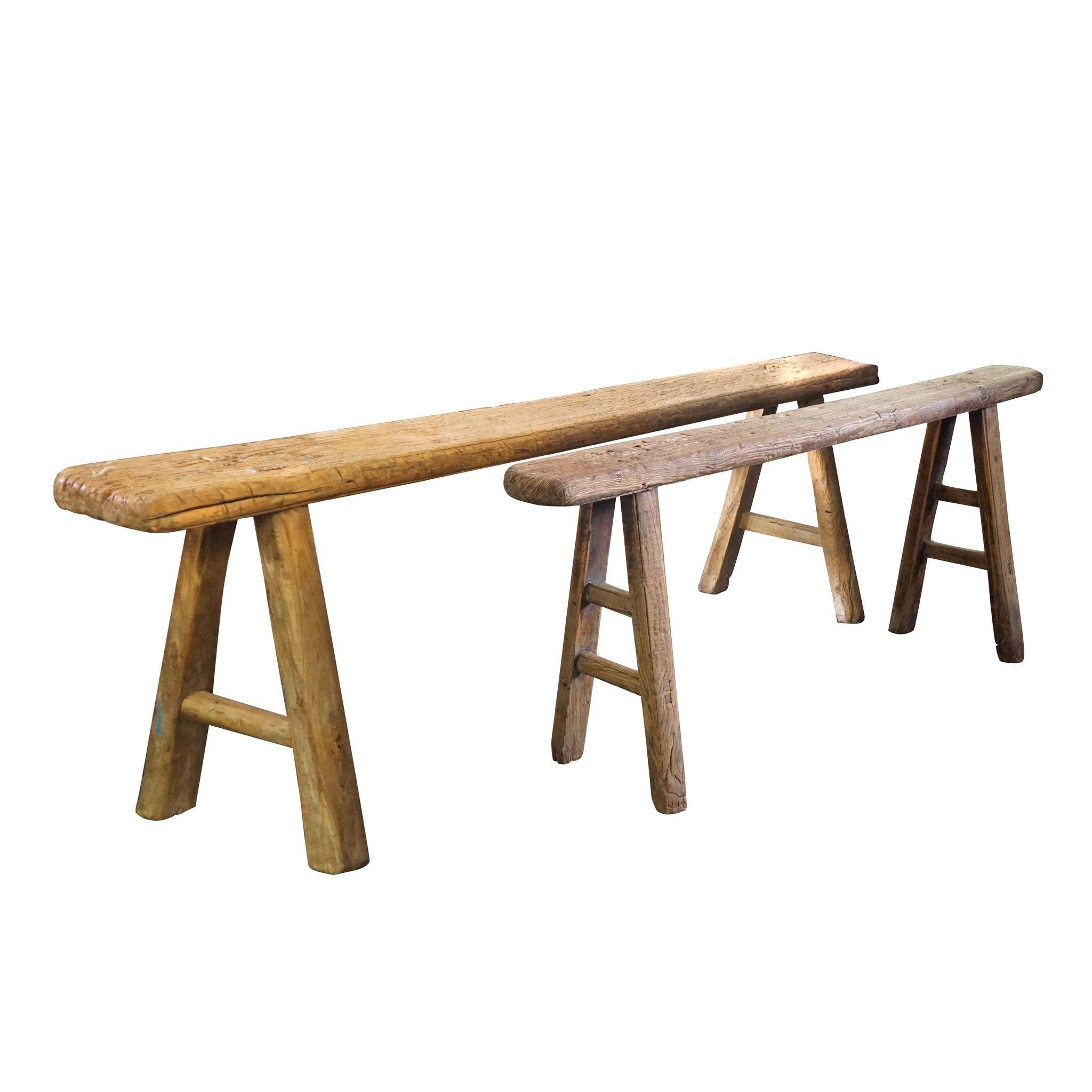 Antique Skinny Wooden Bench, Size 45-55 in ( In store purchase only )