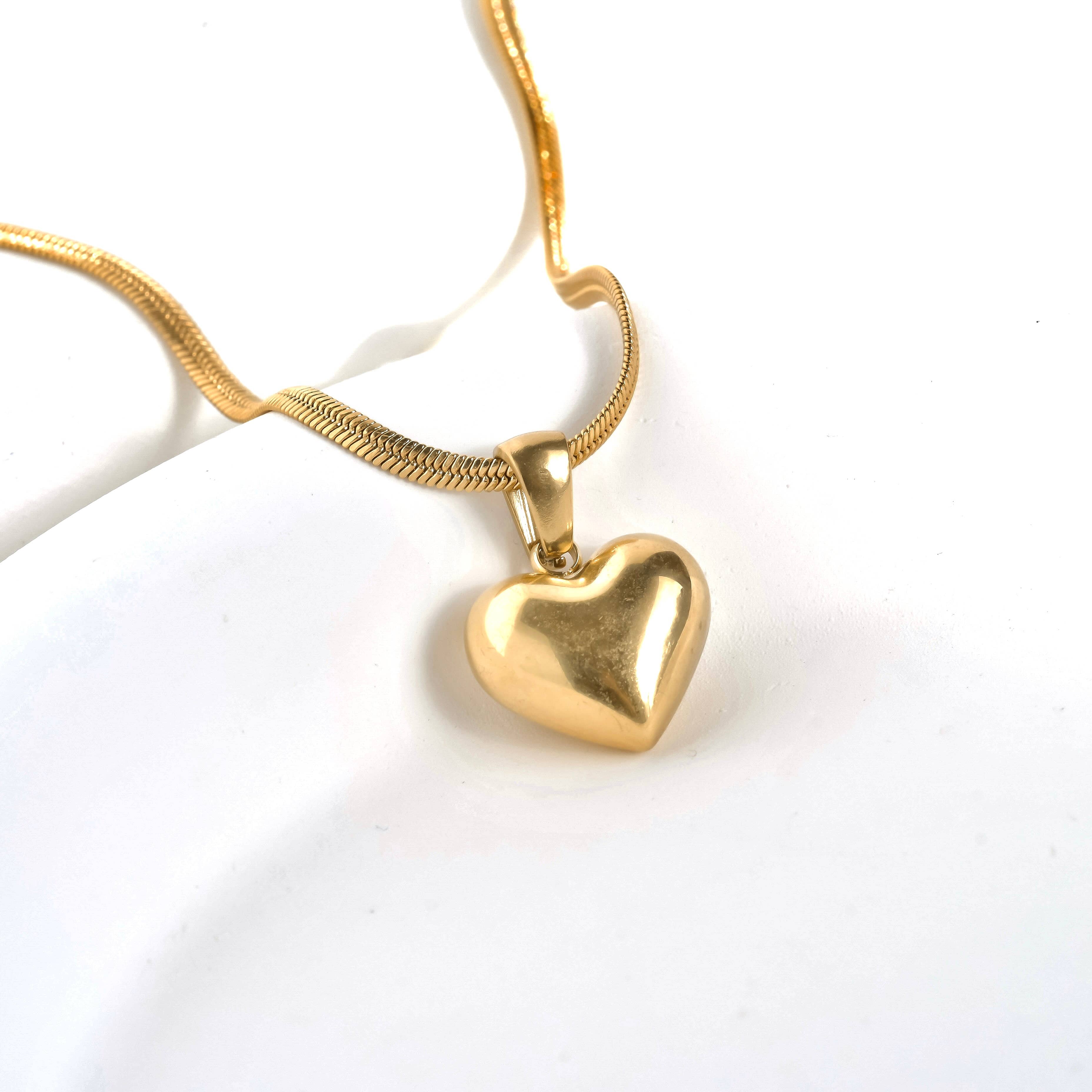 Blueyejewelry - Gold Heart Necklace | Tarnish-Free Heart Pendant Necklace