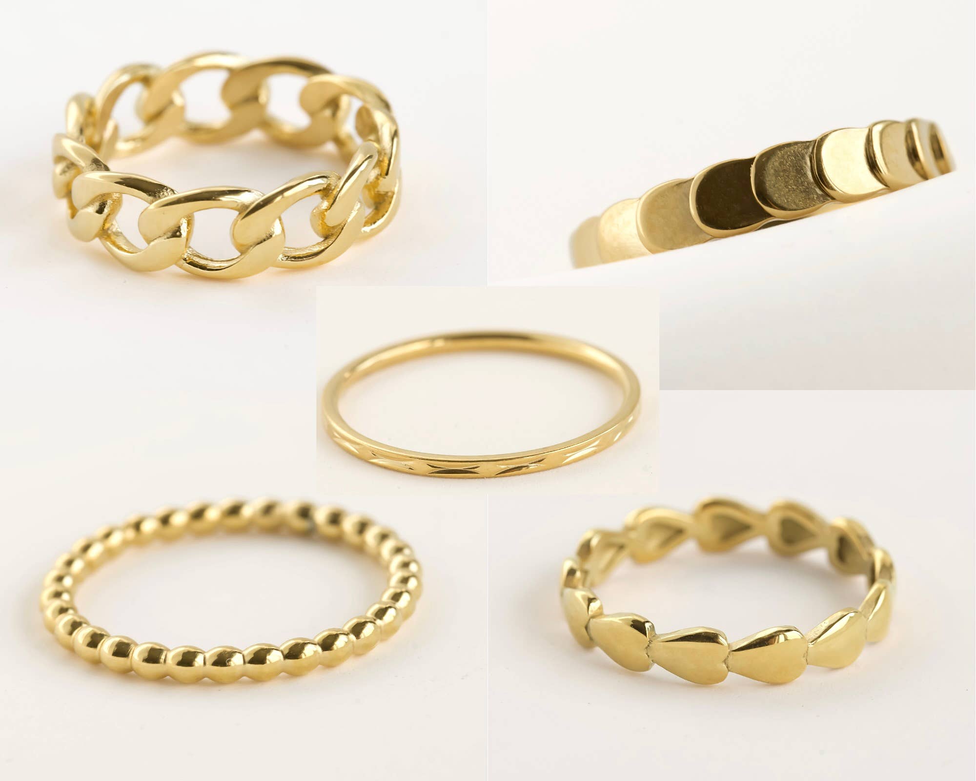 Dainty Gold Rings - Waterproof 18k Gold Stackable Rings