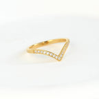 Wishbone Stacker Rings - Plain and Pave Dimond V Ring Set