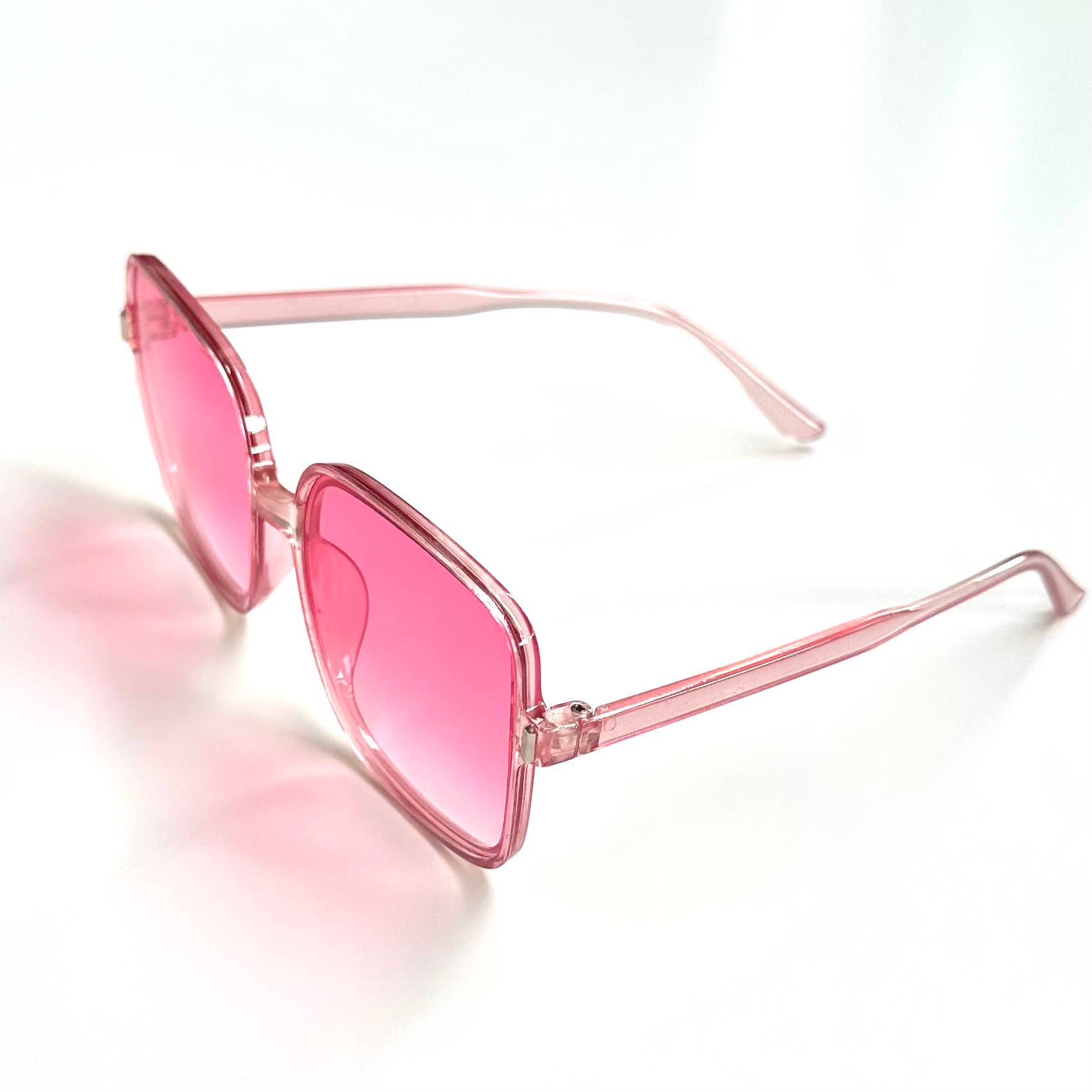 Katie Women's Oversized Square Sunglasses Transparent Pink