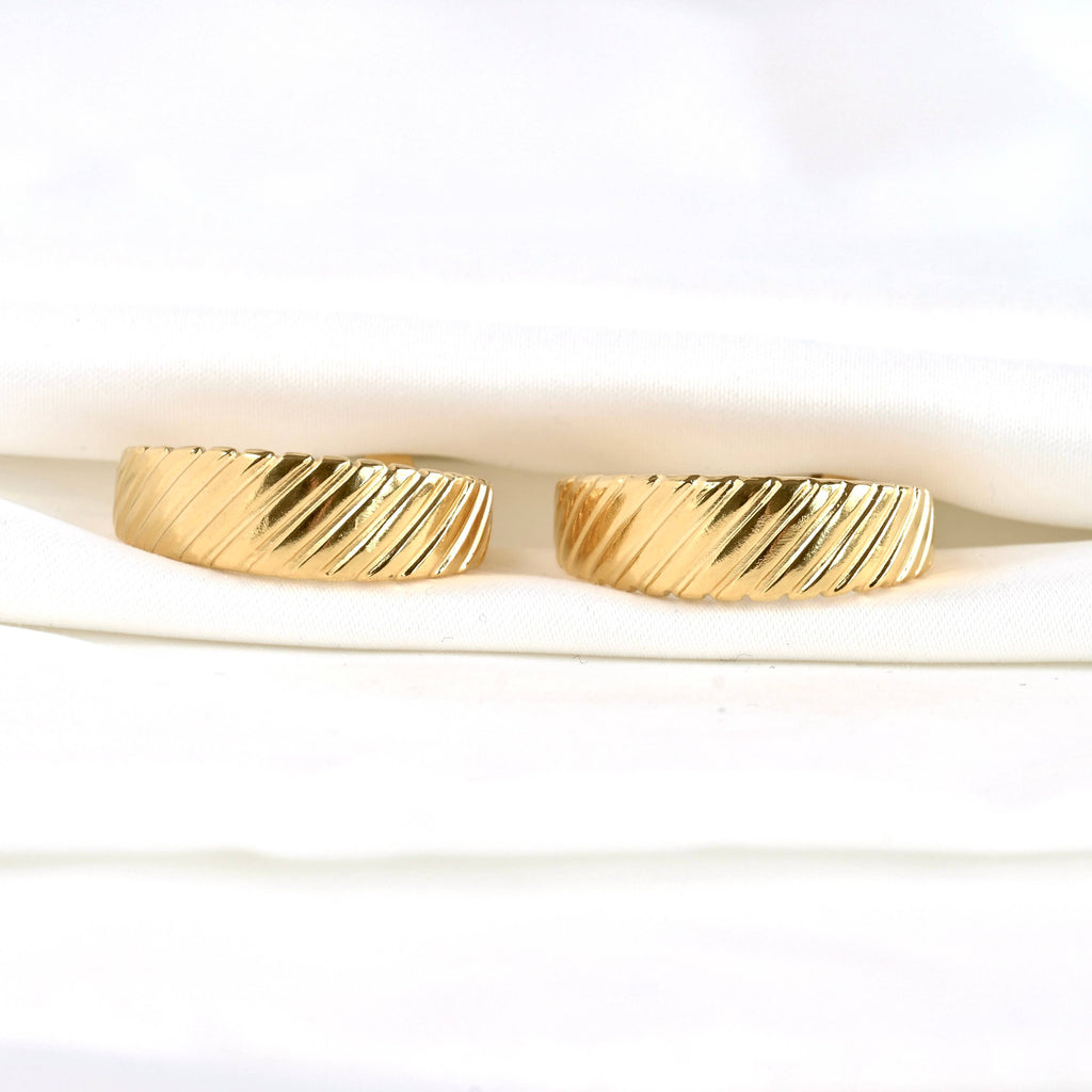 Blueyejewelry - Gold Croissant Hoop Earrings | Wide Croissant Hoops
