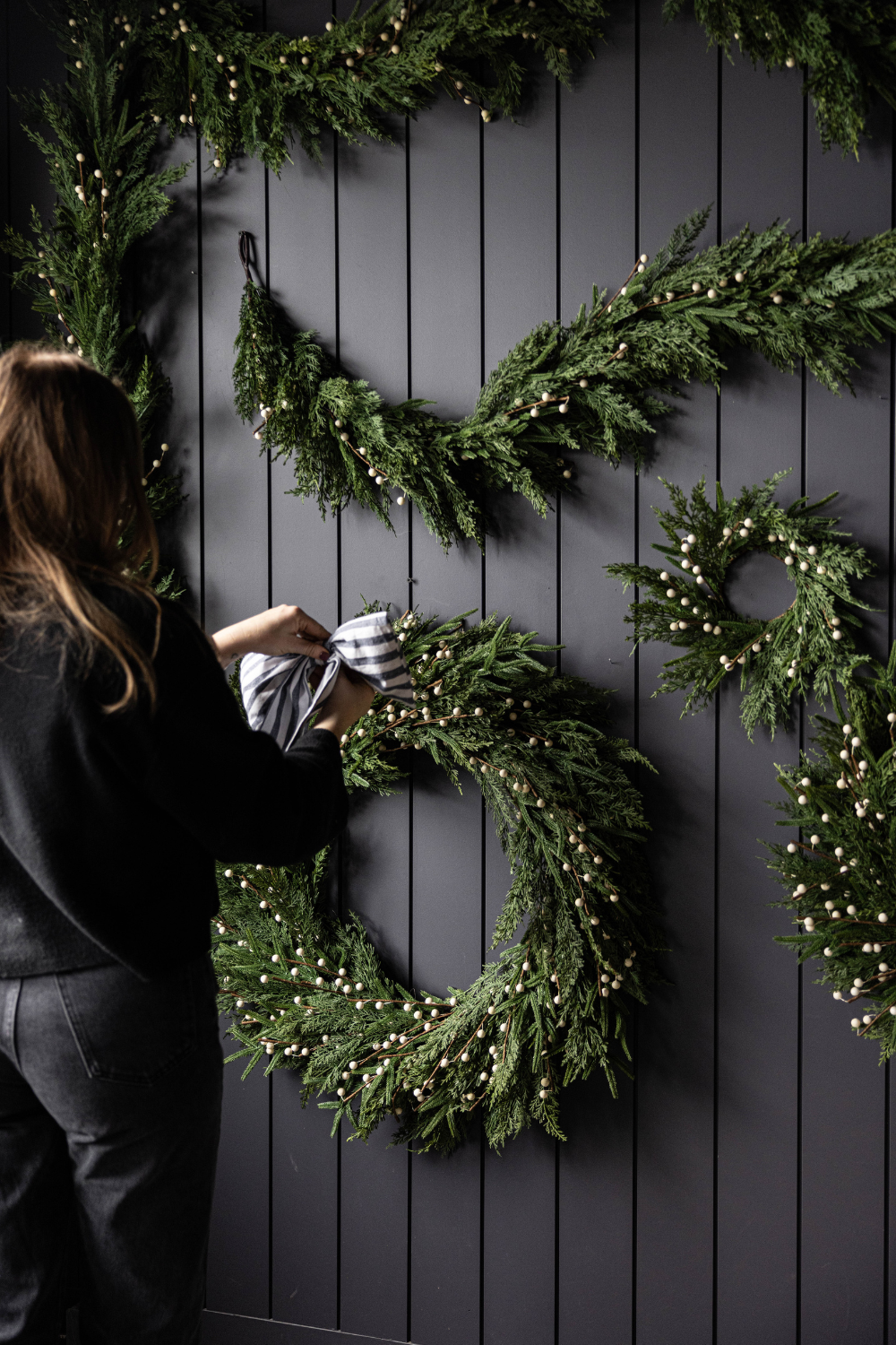 White Plum Berry Norfolk Cypress Real Touch Wreath - 34"