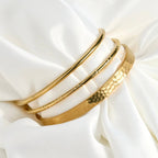 Blueyejewlery - Slim Cuff Bracelets - Waterproof Gold Open Bangle -Claw Cuff