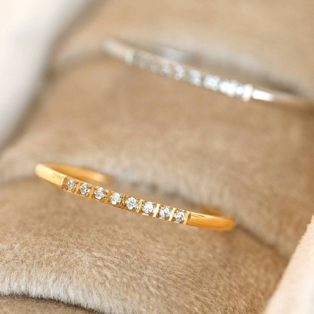 Thin Pave CZ Ring - Slim Stacker Ring - Pave Diamond Band
