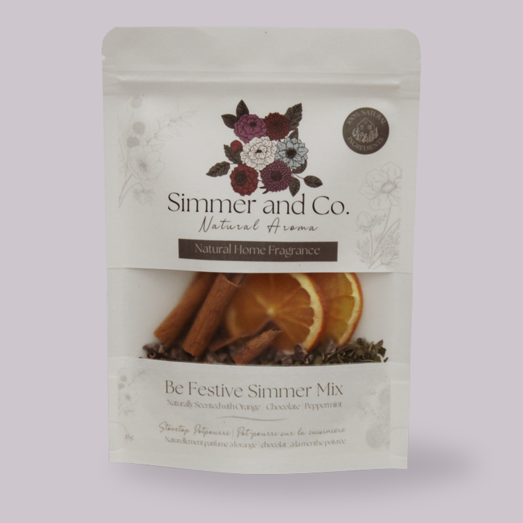 Be Festive Simmer Pot Mix, Natural Peppermint Cocoa Spice Aroma