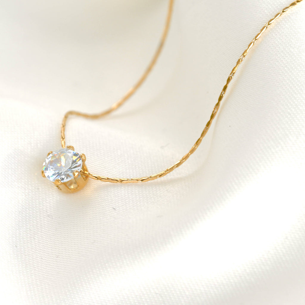 Solitaire Necklace - Tarnish-free Diamond Pendant