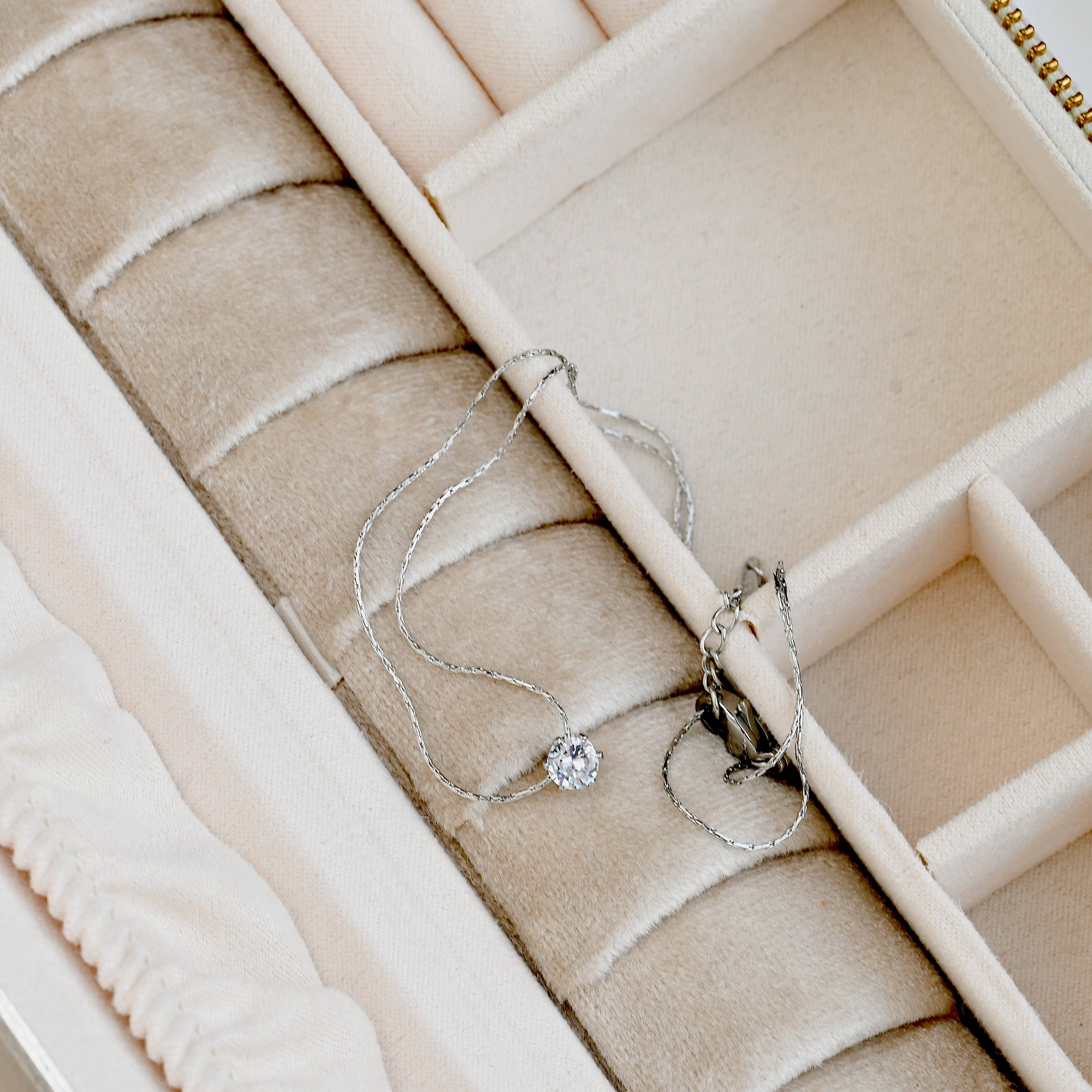 Solitaire Necklace - Tarnish-free Diamond Pendant