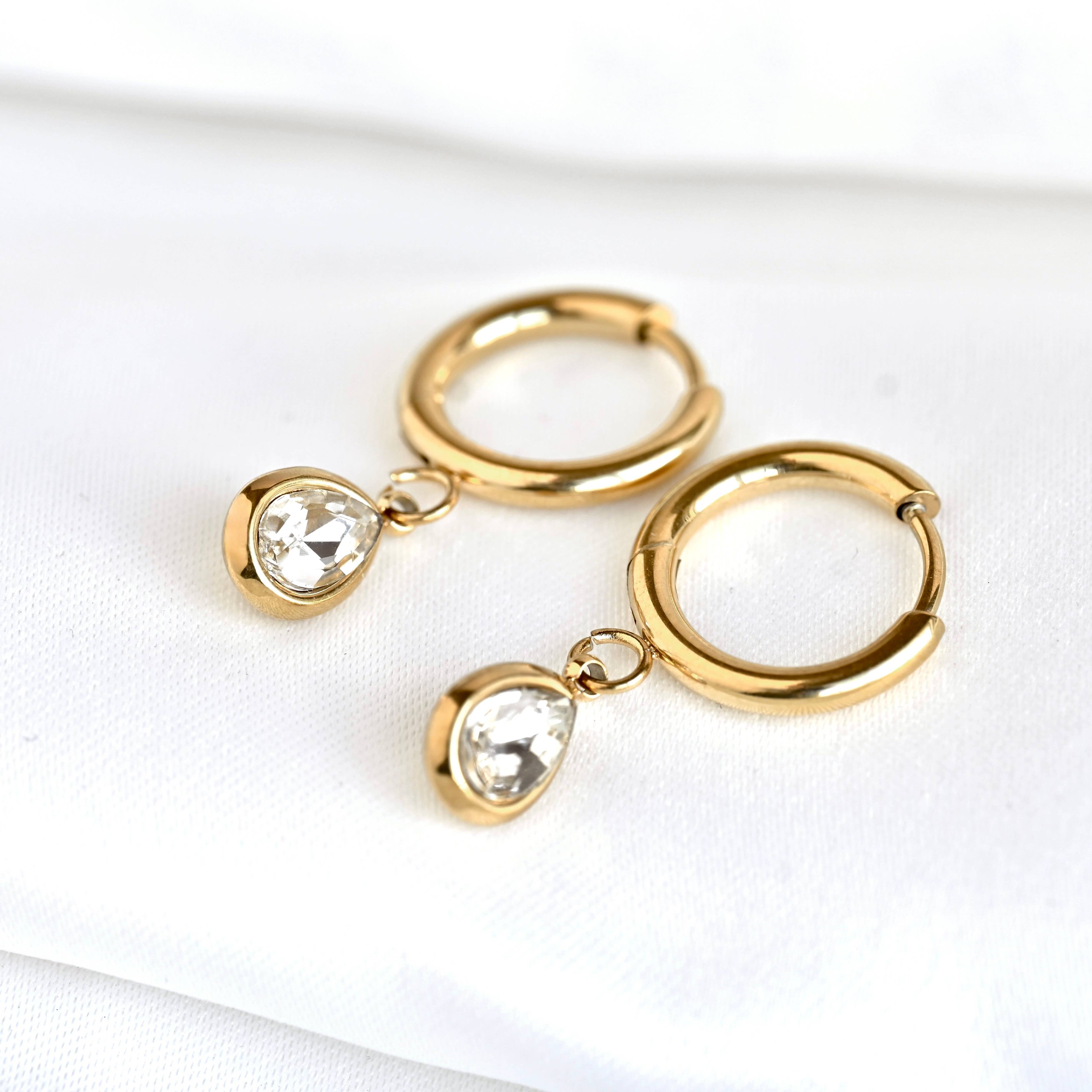 Blueyejewelry - Diamond Teardrop Hoop Earrings