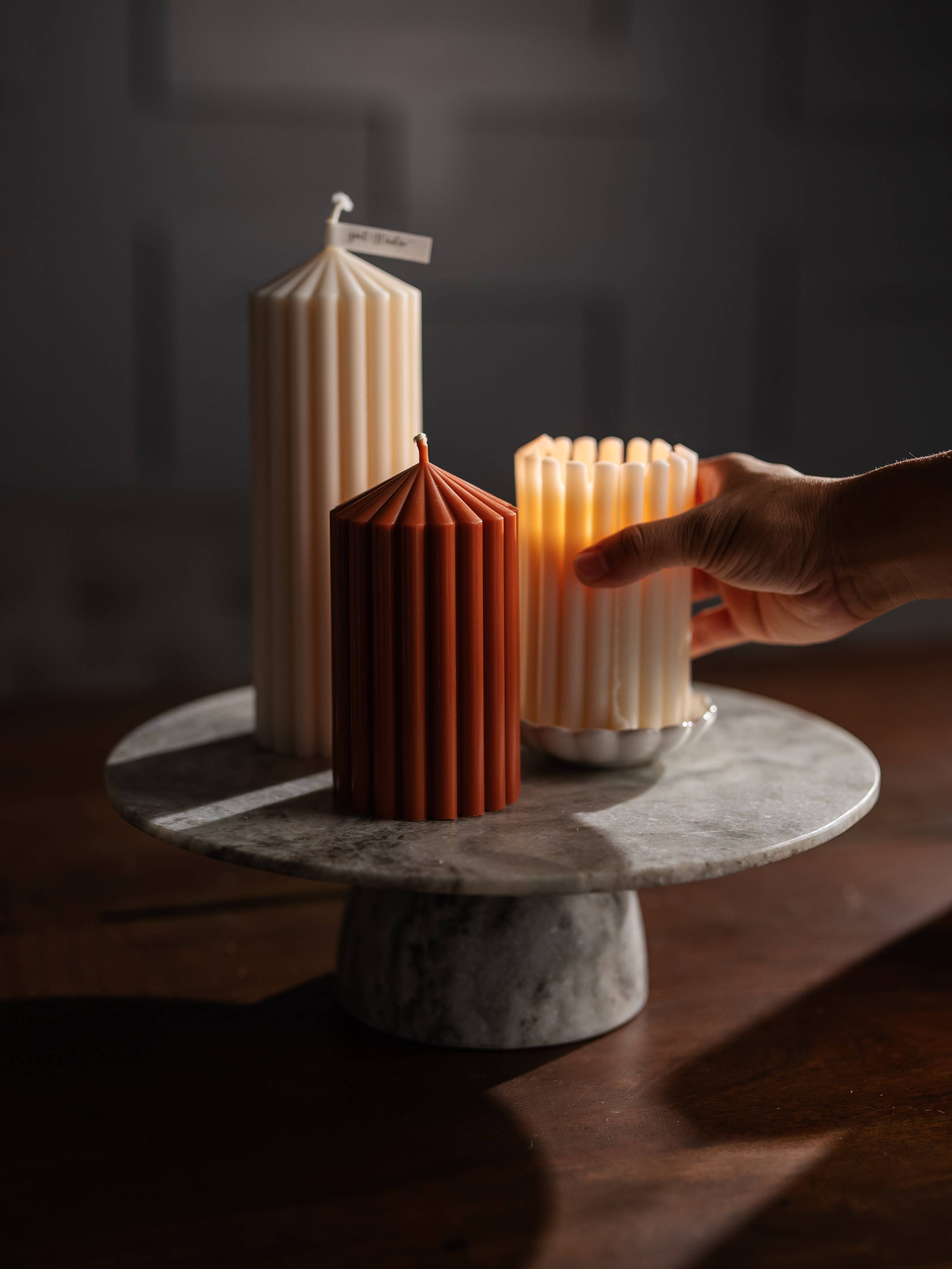 Ribbed Pillar Candles