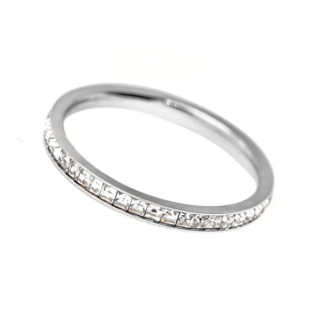 Blueyejewelry - Slim Eternity Ring - Thin Channel-set Ring - Gold CZ Ring