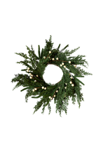 White Plum Berry Norfolk Cypress Real Touch Wreath - 14"