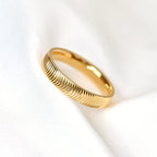 Curved Ribbed Ring - Textured Gold Ring -Simple Striped Band