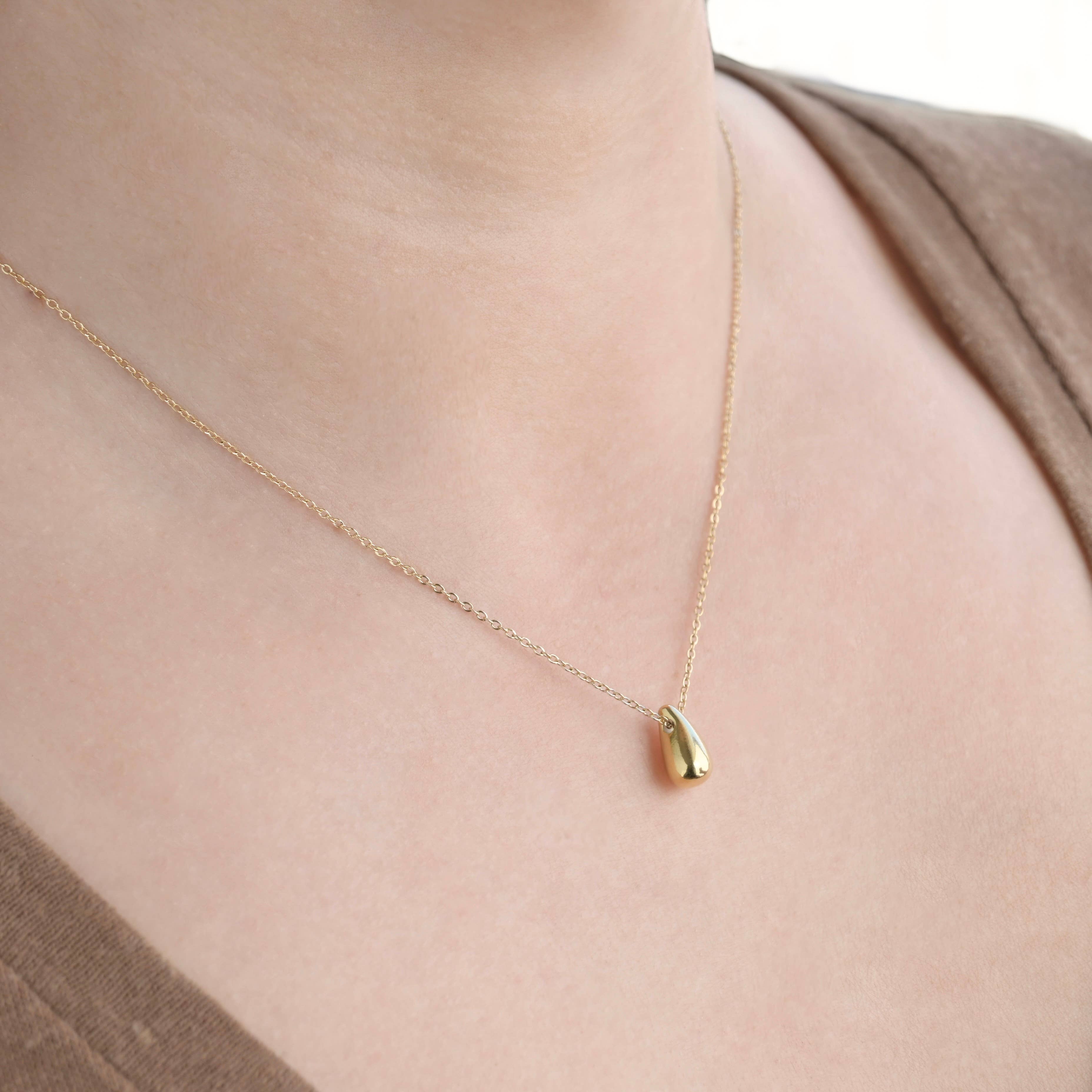 Tear Drop Pendant Necklace - Dainty Droplet Necklace