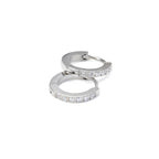 Blueyejewelry - Flat Pave CZ Huggie Hoop Earrings - 15mm - Stainless Steel