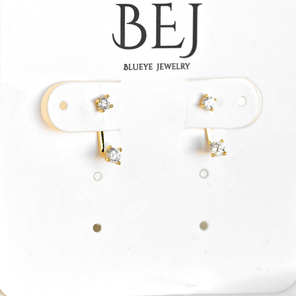 Blueyejewelry - Sterling Silver Front Back Circle Ear Jacket - CZ Earrings