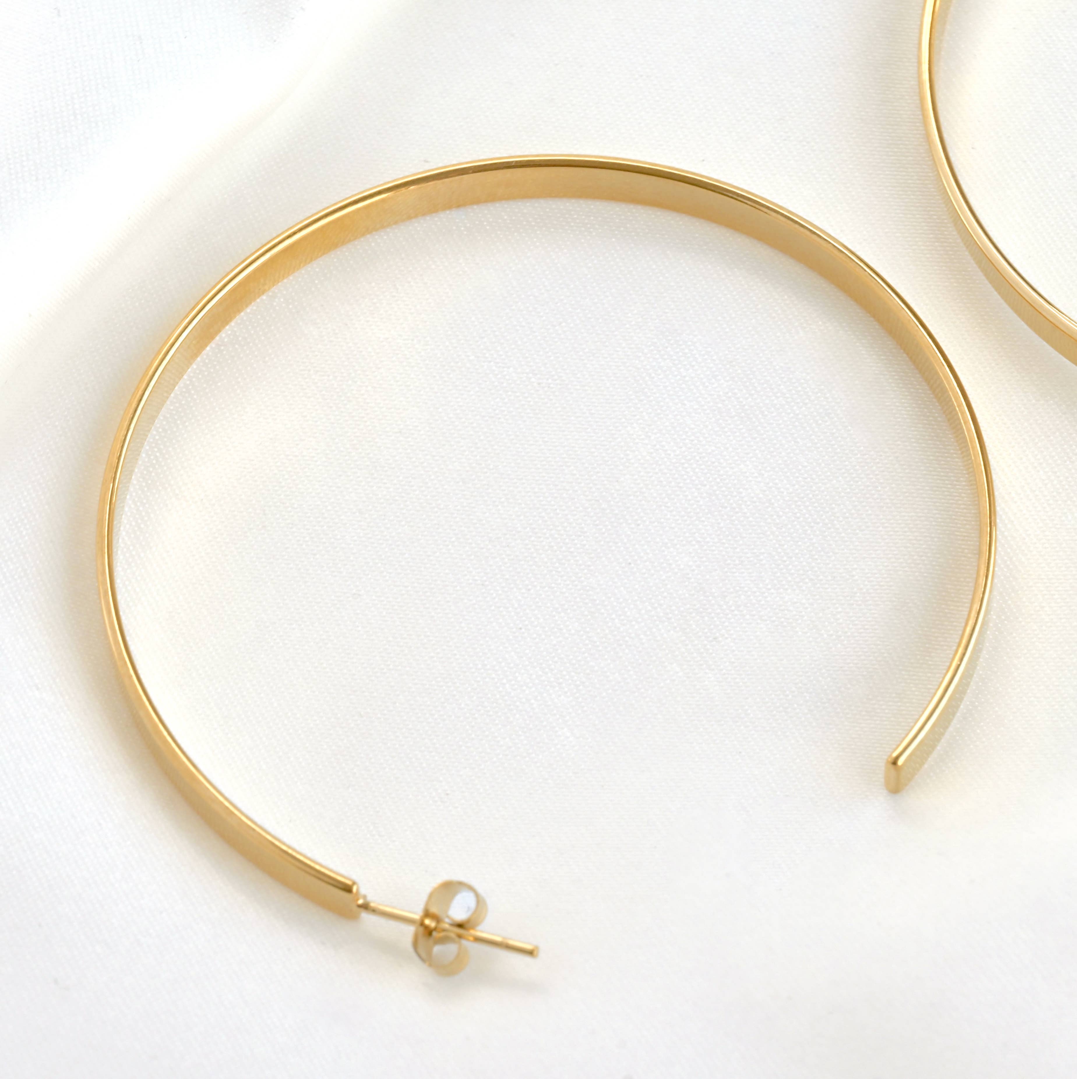 Lightweight Oversized Hoops - 55 mm Large Flat Hoop Earrings