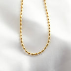 Blueyejewelry - Oval Beaded Chain Necklace - Dainty Gold Layering Necklace