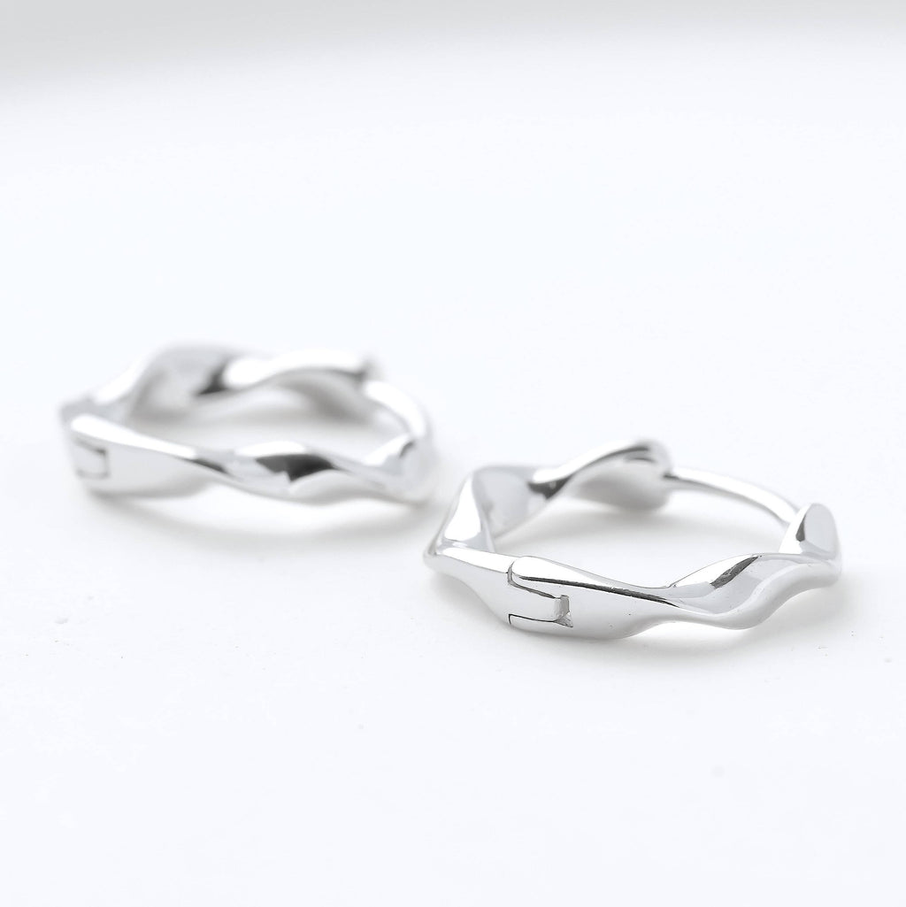 Silver Twisted Hoops - 925 Silver Twisted Huggie Earrings