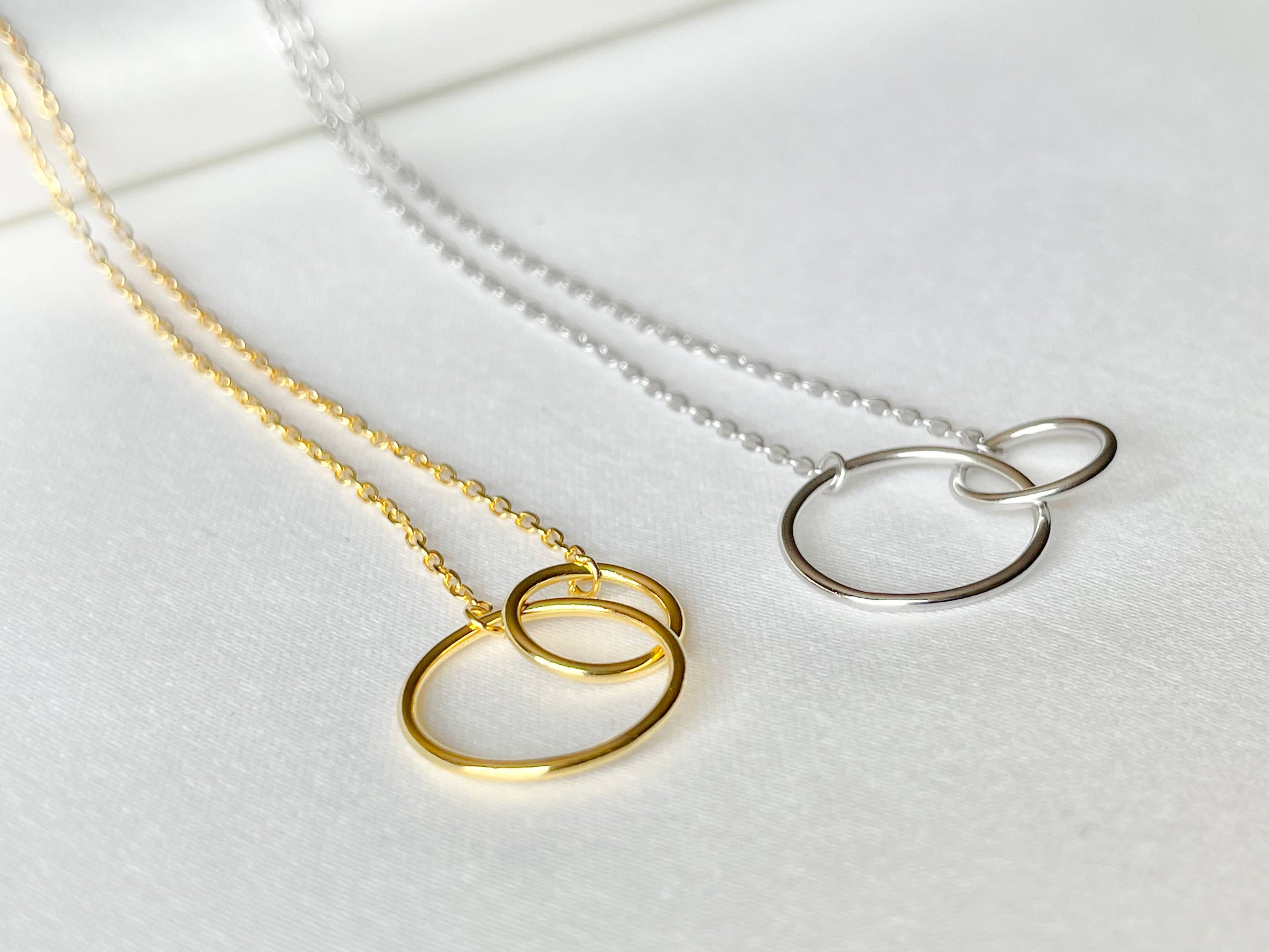 Sterling Silver Circle Link Necklace - Gold Circle Necklace