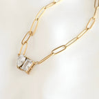 Blueyejewelry - Toi et Moi Necklace - Pear and Radiant Cut Diamond Necklace