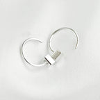 Silver Rectangle Hoops - 925 Silver Geometric Earrings