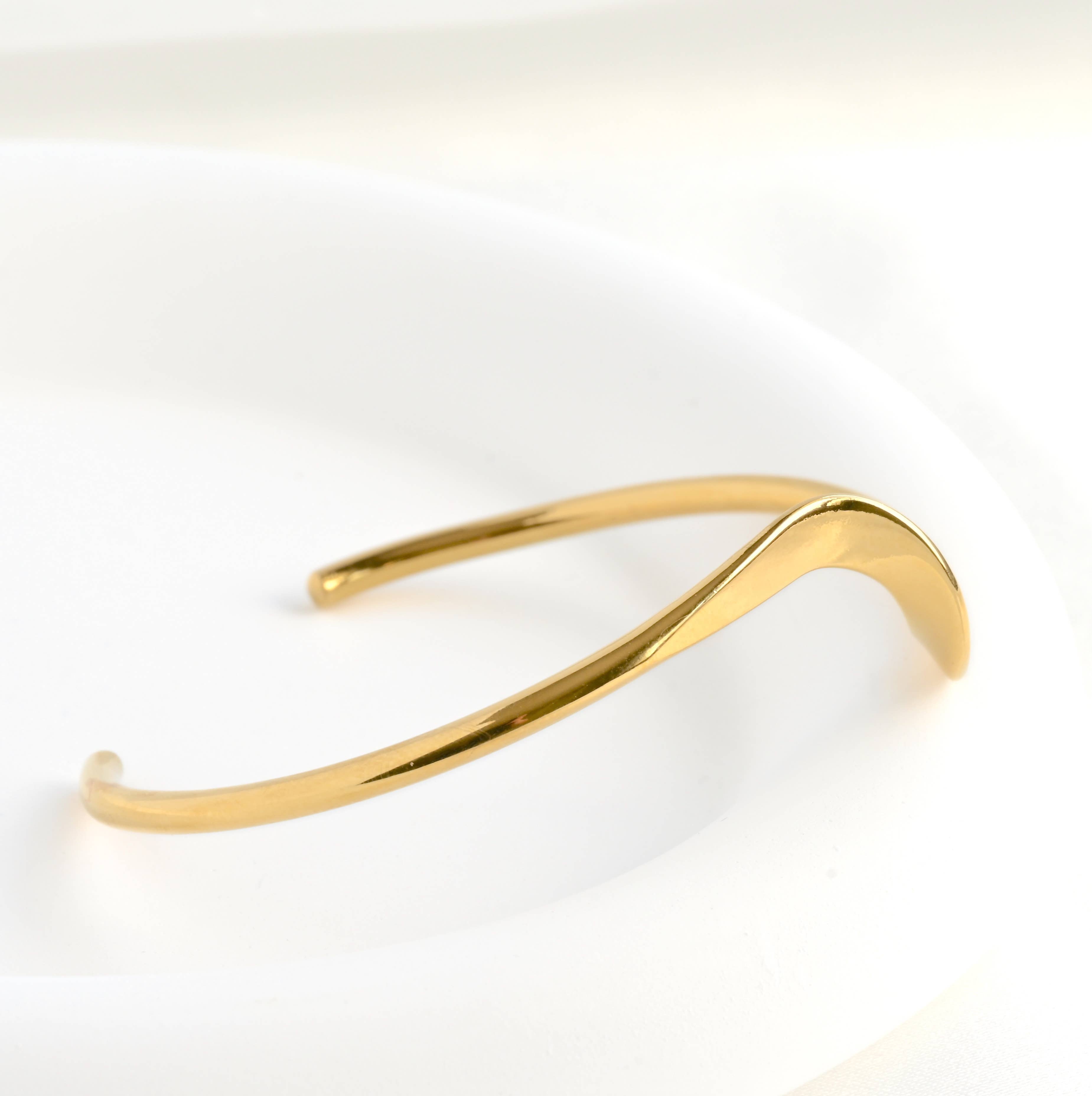 Sculptural Gold Cuff - Tarnish-free Twist Cuff Bracelet