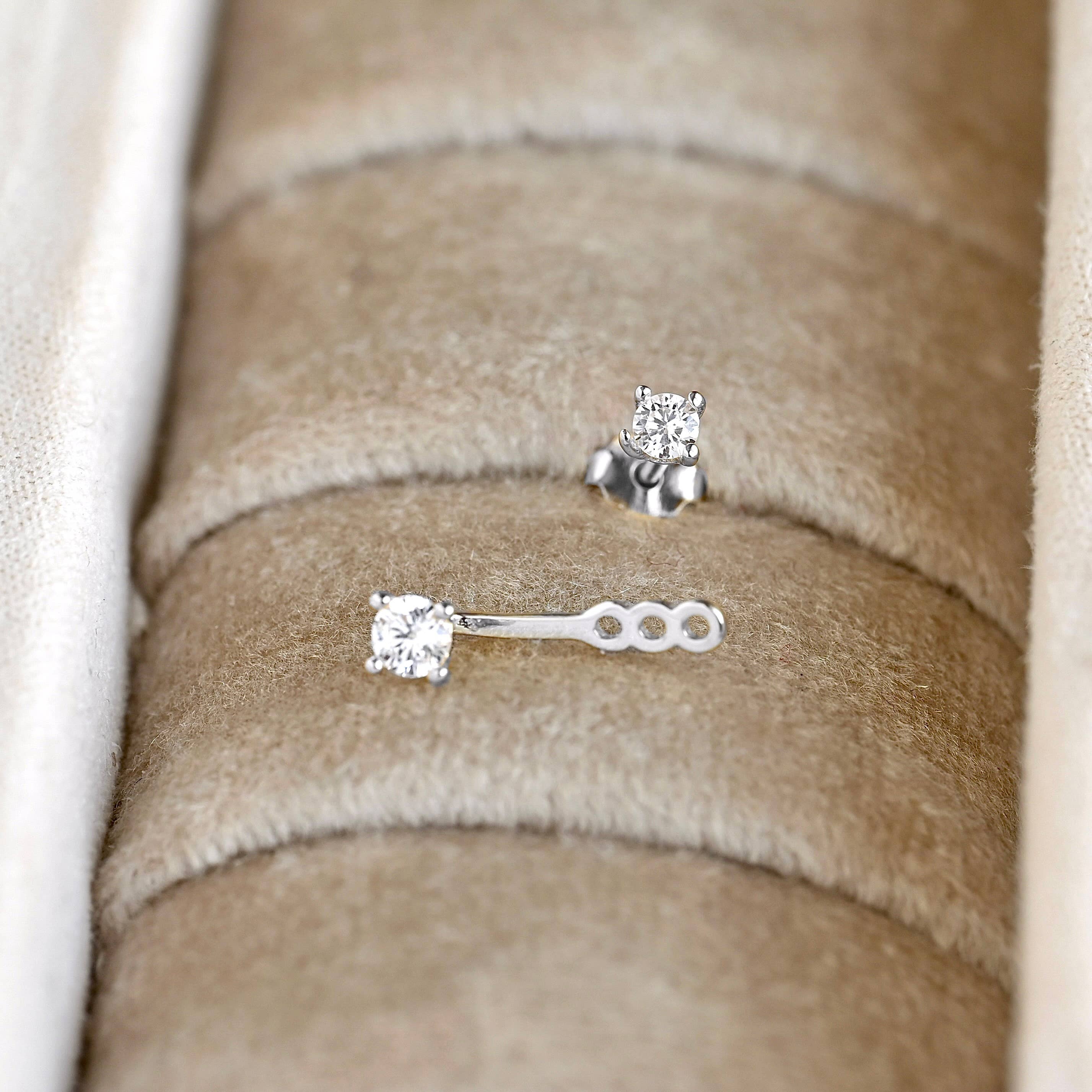 Blueyejewelry - Sterling Silver Front Back Circle Ear Jacket - CZ Earrings