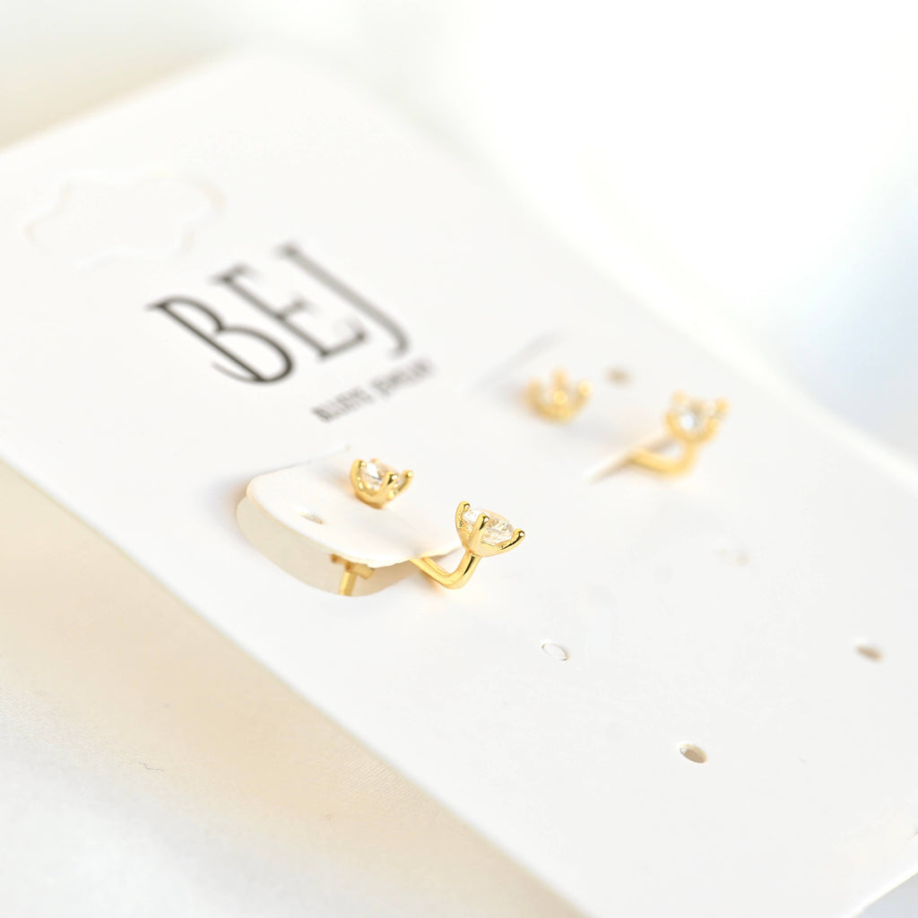 Sterling Silver Front Back Circle Ear Jacket - CZ Earrings