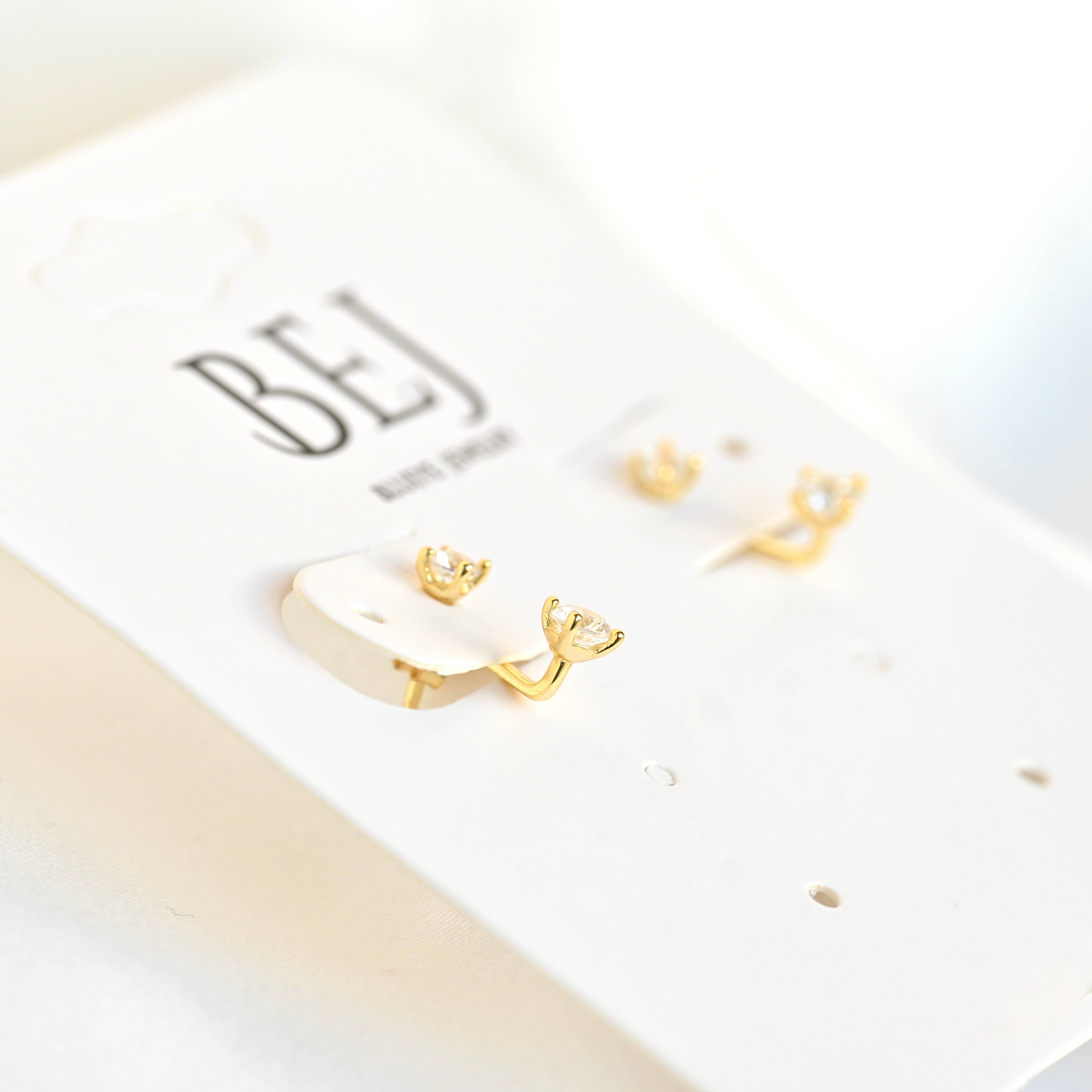 Sterling Silver Front Back Circle Ear Jacket - CZ Earrings