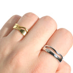 Tarnish-proof Gold Ring Set - 18k Gold Wave Rings