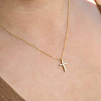 Blueyejewelry - Dainty CZ Cross Necklace - Stainless Steel
