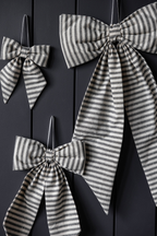 Bow Striped Charcoal Black Fabric