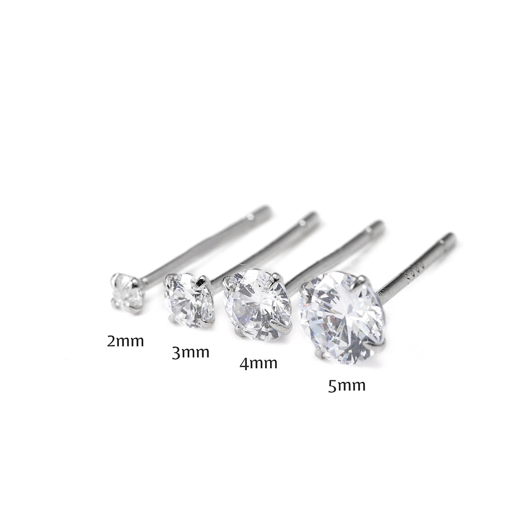 Blueyejewelry -  925 Silver Solitaire Studs - Prong Diamond Stud Earrings