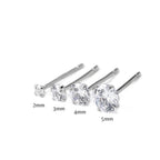 Blueyejewelry -  925 Silver Solitaire Studs - Prong Diamond Stud Earrings